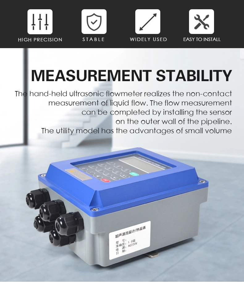 Measuring Pipe Size DN15-DN6000 Ultrasonic Water Flow Meter Liquid Clamp-on Wall-Mounted Ultrasonic Flow Meter