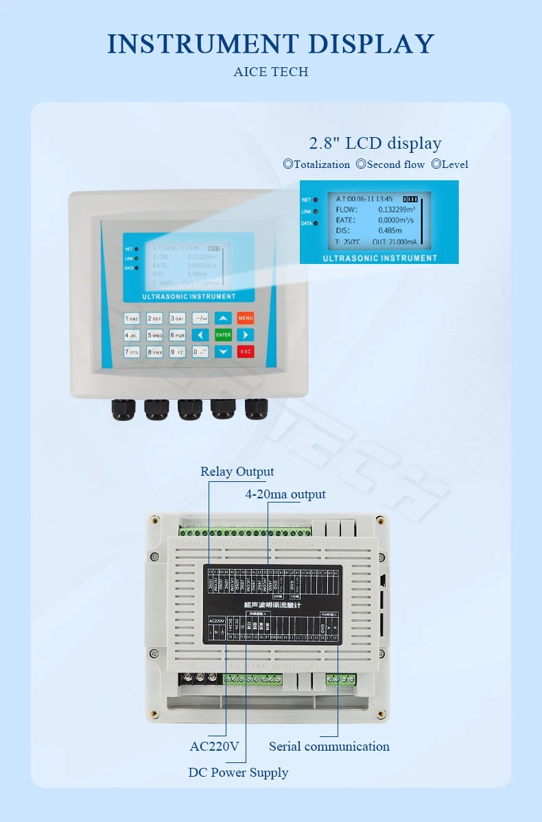 Aice Tech Ultrasonic Water Level Measurement Open Channel Sewage Embedded Flow Meter