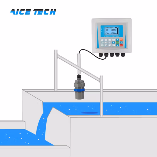 Aice Tech mesure du niveau d'eau par ultrasons canal ouvert débitmètre intégré pour eaux usées